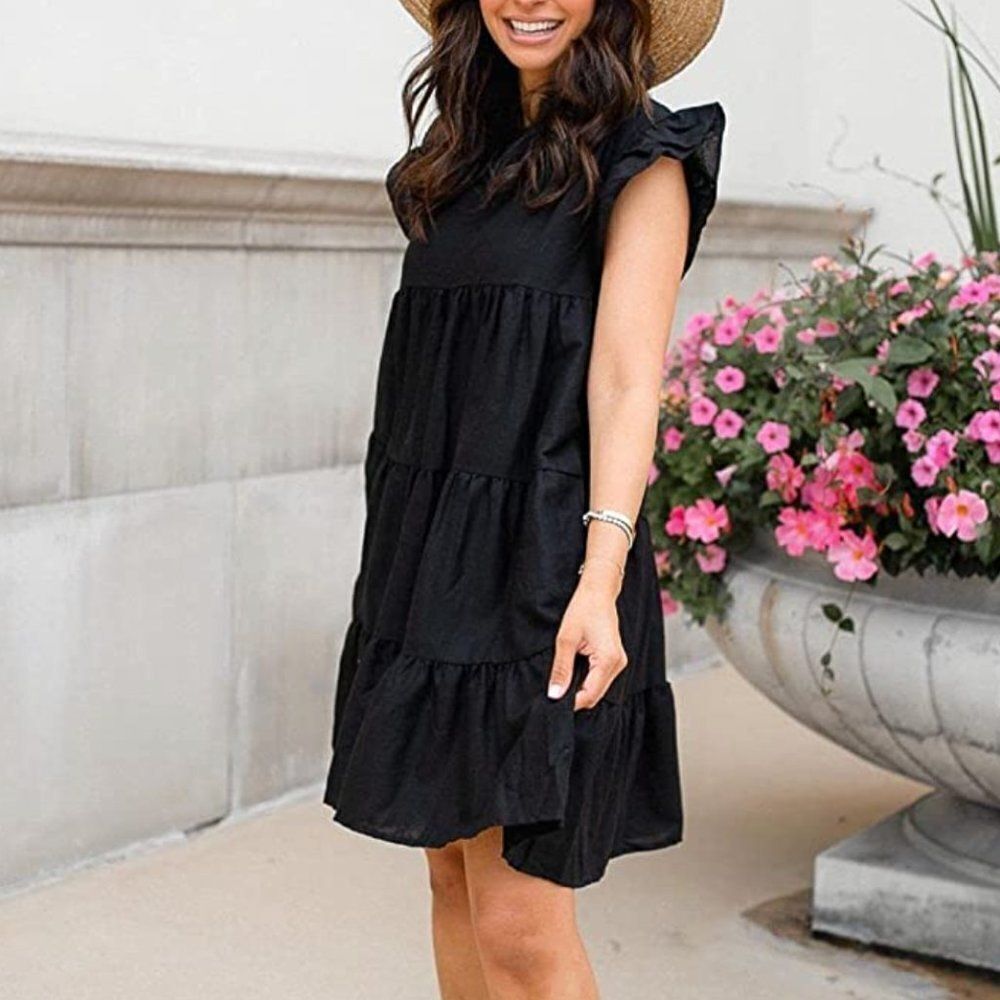 Sleeveless & Tiered Mini Sundress with Ruffle Detail